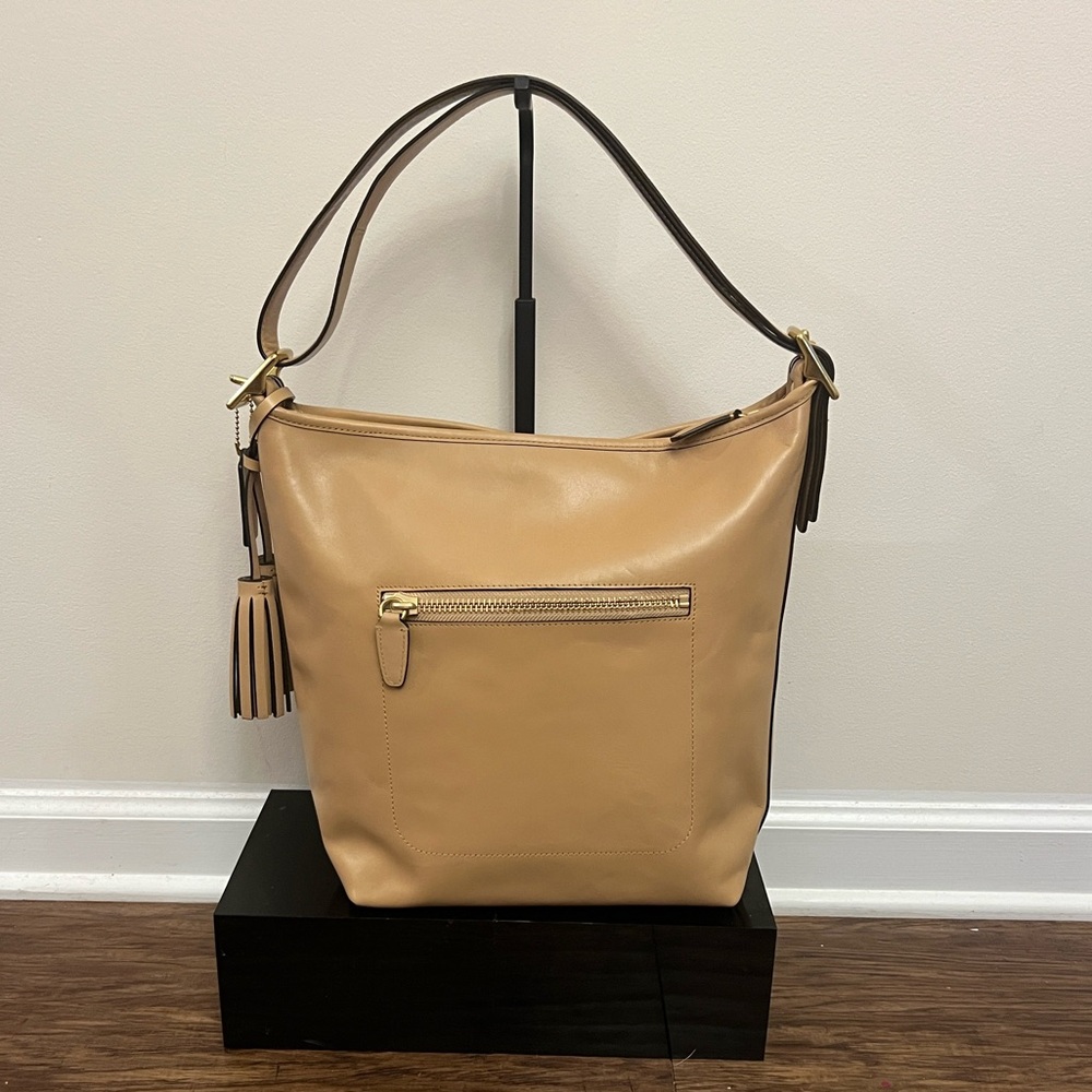 Coach Legacy Leather Duffel Shoulder Bag in Tan with Tassels - Picture 6 of 12